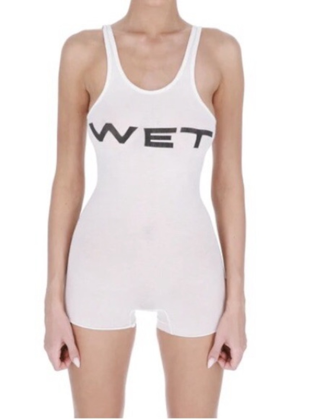 White Tank Romper with 'WET' Logo
